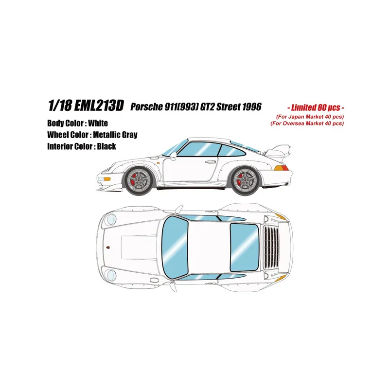 Direct Beschikbaar Porsche 911(993) GT2 Street 1996 1/18 Make Up Eidolon