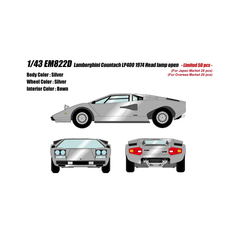Lage Kosten Lamborghini Countach LP400 1974 (Silver) 1/43 Make Up Eidolon