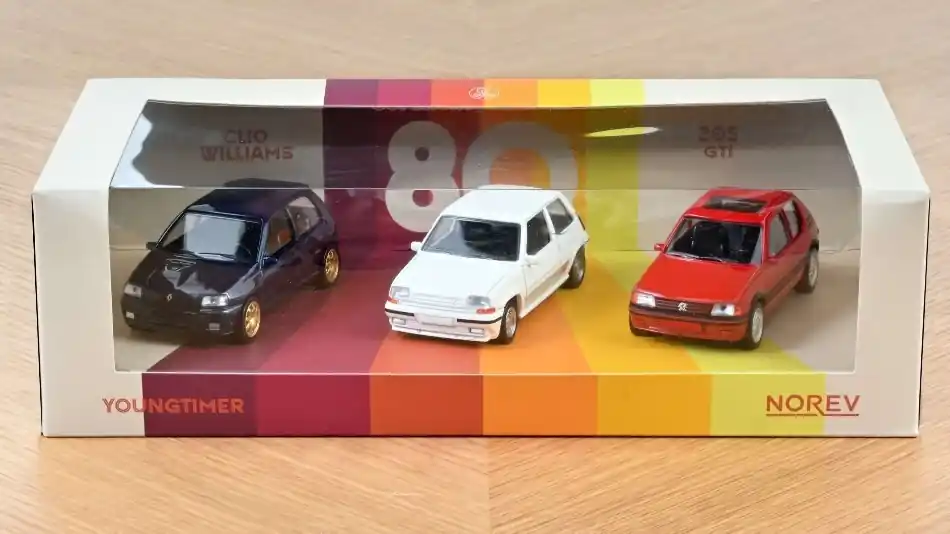 Youngtimers 3x Renault Clio Williams- Renault Super 5 GT Turbo-Peugeot 205 GTi (Gift Box) - 1 43 - Norev Betaalbaar