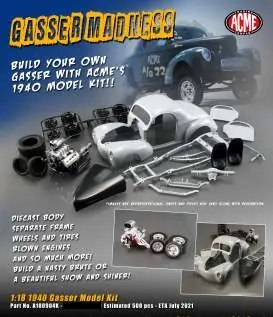 Willys Gasser + Blown Engine 1940 (Metal Model Kit) - 1 18 - ACME Finale Uitverkoop