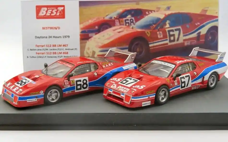 Dagaanbieding Ferrari (SET) 512BB LM 67 Team JMS Pozzi Racing 24H Daytona 1979 + 512BB LM 68 Team NART 24H Daytona 1979 - 1 43 - Best Model