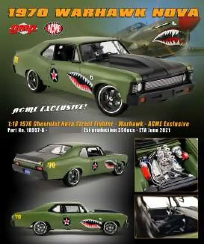 CHEVROLET *WARHAWK* NOVA STREET FIGHTER 1970 ,GROEN ,GRIJS Meest Verkocht