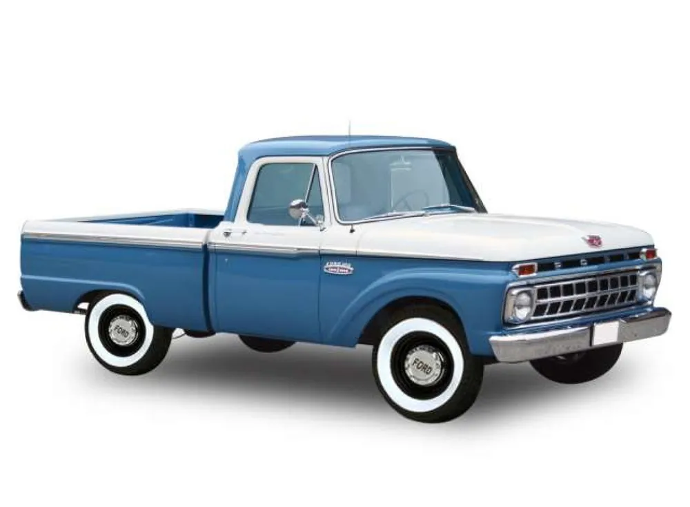 FORD F-100 CUSTOM CAB PICKUP, BLAUW/WIT, 1965 Goedkoop