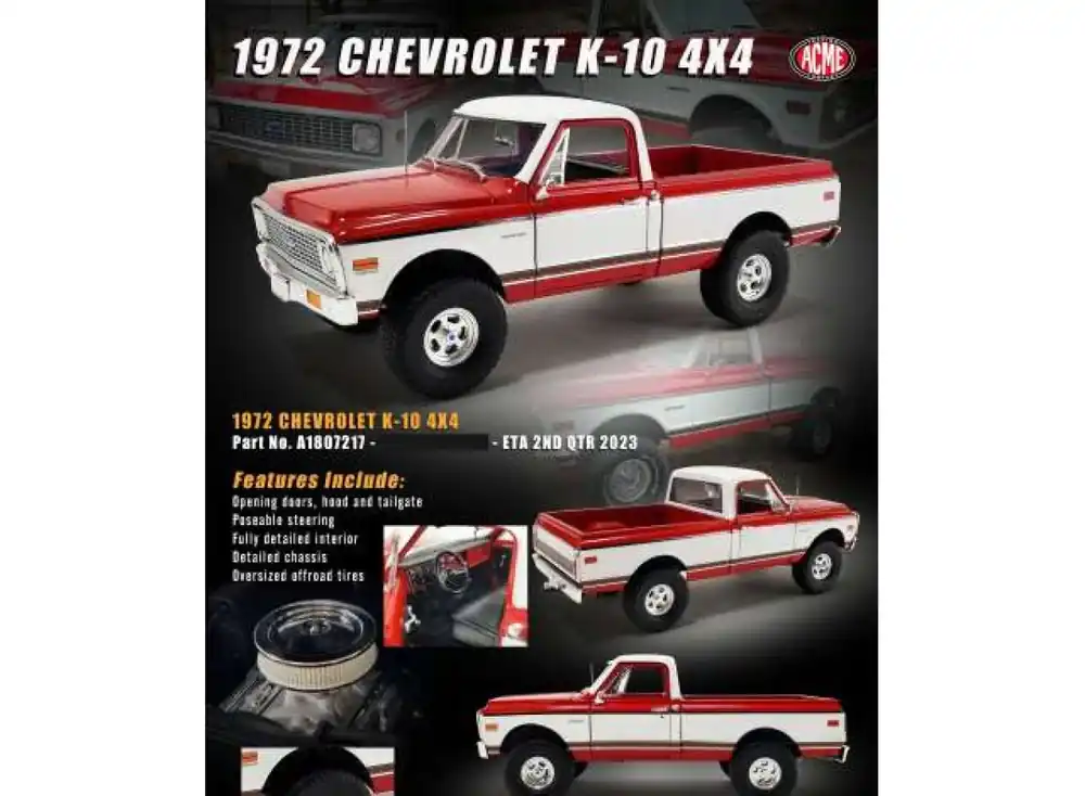 Beperkte Voorraad CHEVROLET K10 4X4, 1972 ROOD /WIT