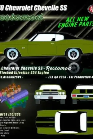 CHEVROLET CHEVELLE SS RESTOMOD WITH ALL NEW ENGINE PARTS STACKED INJECTION 454 ENGINE, GREEN WITH BLACK STRIPES & VINYL ROOF Laatste Versie