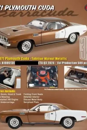 PLYMOUTH CUDA, TAHITIAN WALNUT METALLIC 1971 Hoge Kwaliteit