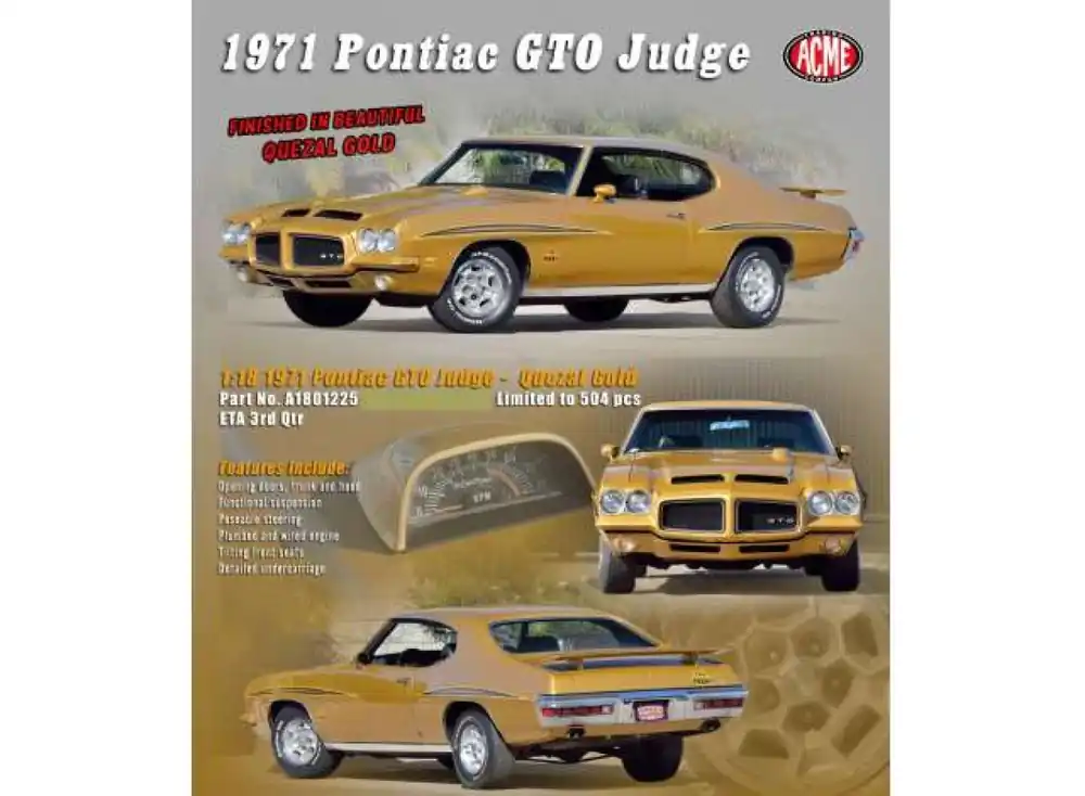 Gecertificeerd PONTIAC GTO JUDGE, QUEZAL GOLD 1971