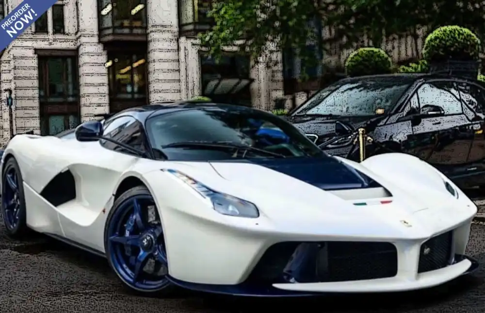 FERRARI LAFERRARI 2012 DIECAST KAN WORDEN GEOPEND - BASIS VAN POLYFOAM WITTE VOGELKOOI - CARBONBLAUW Laatste Versie