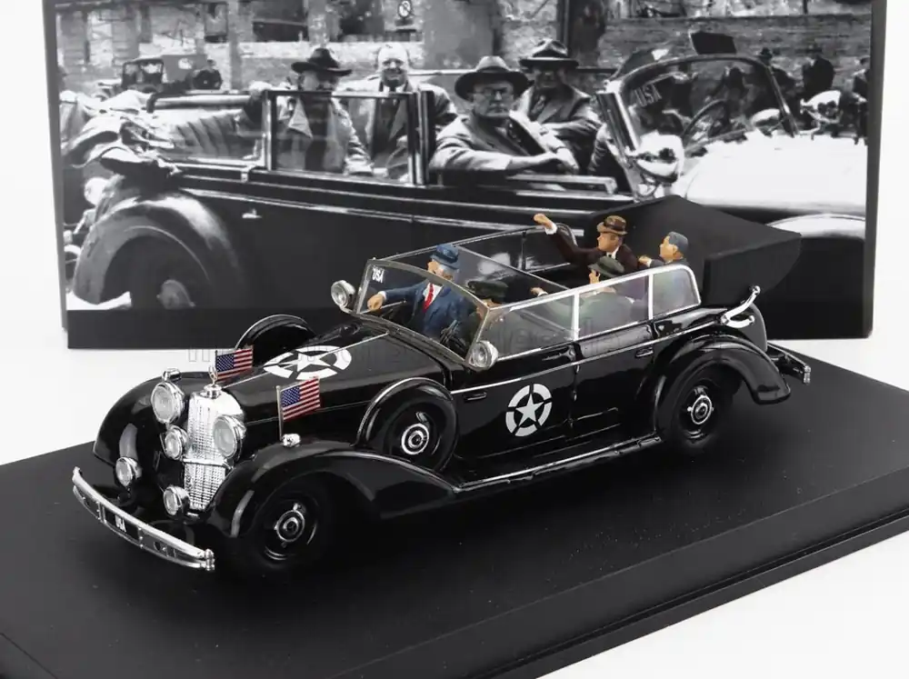 MERCEDES BENZ - NOW WITH 5 FIGURES - 770K OPEN - AFTER WON WAR HITLER‘S CAR WITH AMERICAN SENATORS - DACHAU GERMANY 25 MAY 1945 Snelle Levering