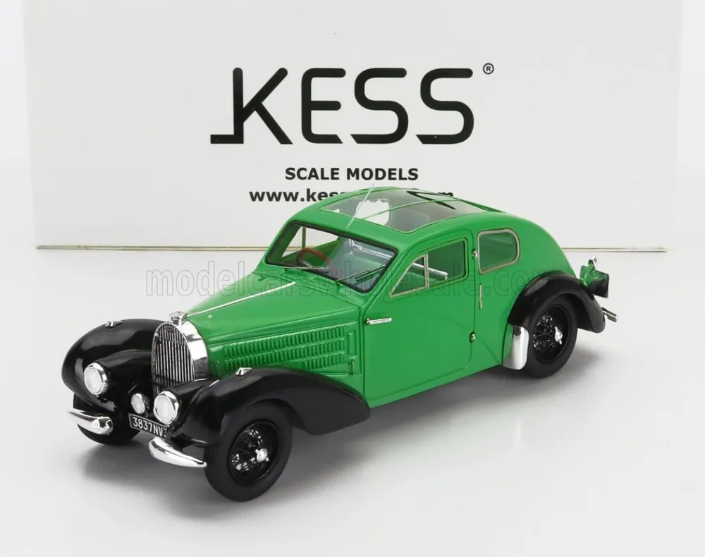 BUGATTI - 57C S/N.57335 COUPE AERODYNAMIQUE PANORAMIC ROOF 1938 - GREEN BLACK Tijdelijk Beschikbaar