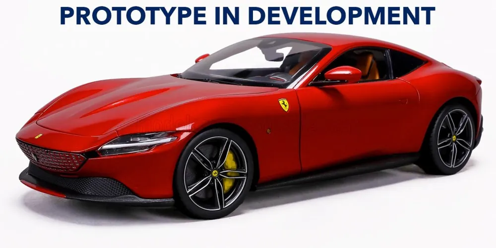 FERRARI ROMA 2019 SCHAALMODEL 1/18 POLISTIL ROSSO MAGMA MET VITRINE Op = Op