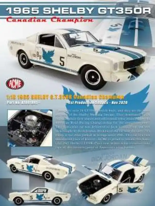 Nu Kopen SHELBY GT350R CANADIAN CHAMPION 1965 NR5 DICK JORDAN .