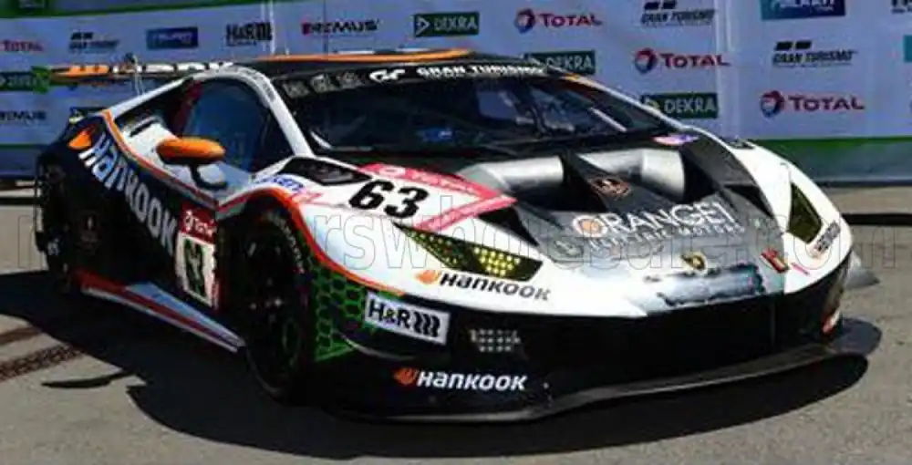Superprijs LAMBORGHINI - HURACAN GT3 EVO TEAM HANKOOK FFF RACING N 63 24H NURBURGRING 2021 M.MAPELLI - F.PERERA - M.BORTOLOTTI - G.ALTOE , WIT / ZWART /ORANJE