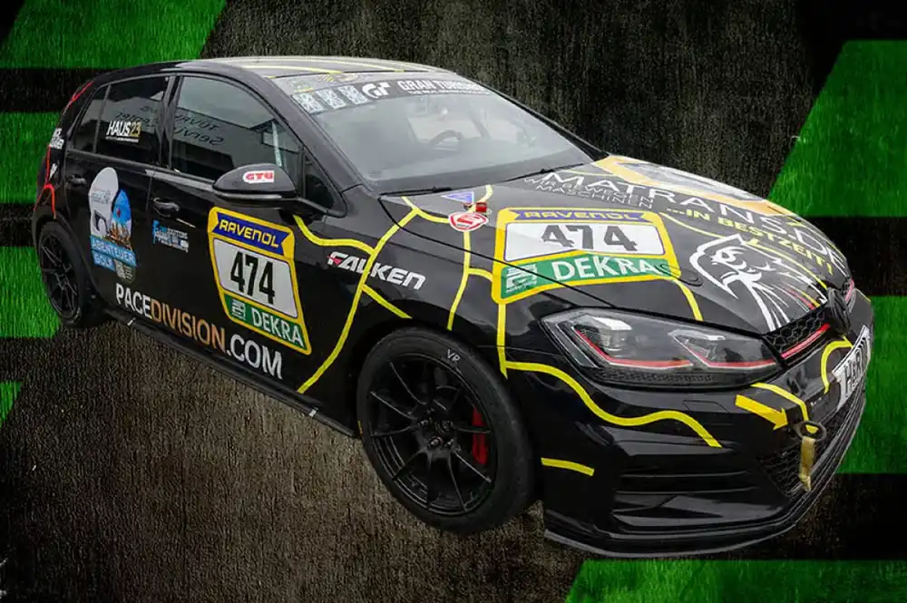 Merkproduct VW GOLF GTI * NO.474 TIME ATTACK PADERBORN BY GTÜ WIESELER 24H NüRBURGRING 2026 B. HRUBESCH - F. HEBIG - F. TILLMANN - M. WOLPERTINGER LIMITED 300
