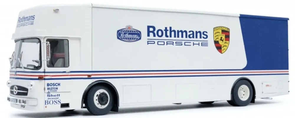 MERCEDES O317 RENNTRANSPORTER ROTHMANS PORSCHE 1/18 SCHUCO Voordeelprijs