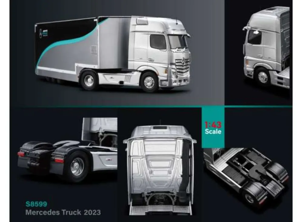 MERCEDES-AMG ACTROS TRUCK MERCEDES F1 TEAM 2023 SCHAAL 1/43 VAN SPARK Alleen Vandaag