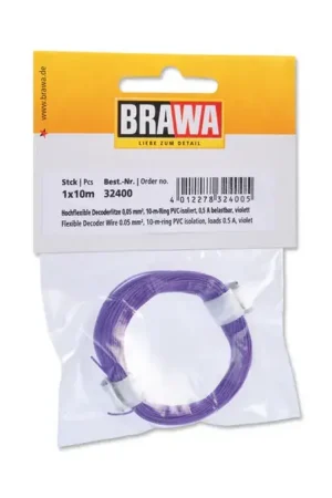 Brawa 32400 H0 Decoderdraad paars 0,05 mm² 10 meter, zeer flexibel Gereduceerde Prijs