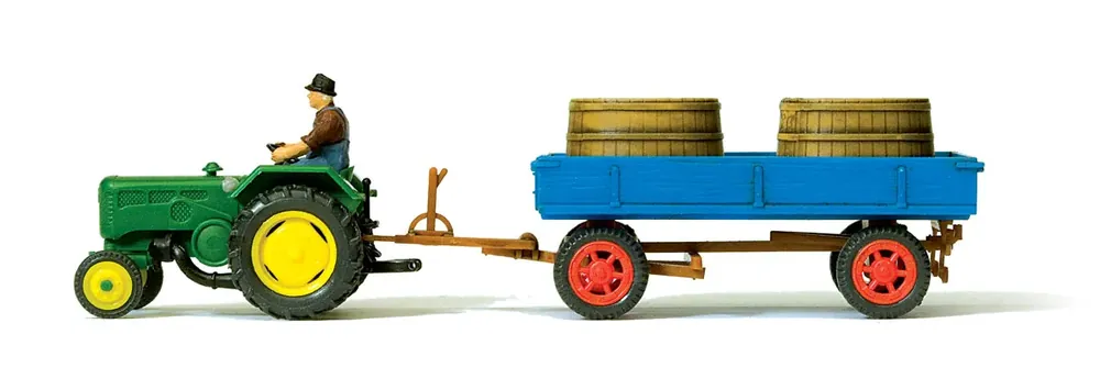 Op = Op Preiser 17943 H0 Landbouwtractor Lanz D 2416 met aanhanger