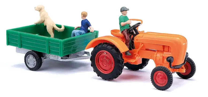 Must-Have Busch 50052 H0 Allgaier A 111 L eenassige aanhangwagen/figuren