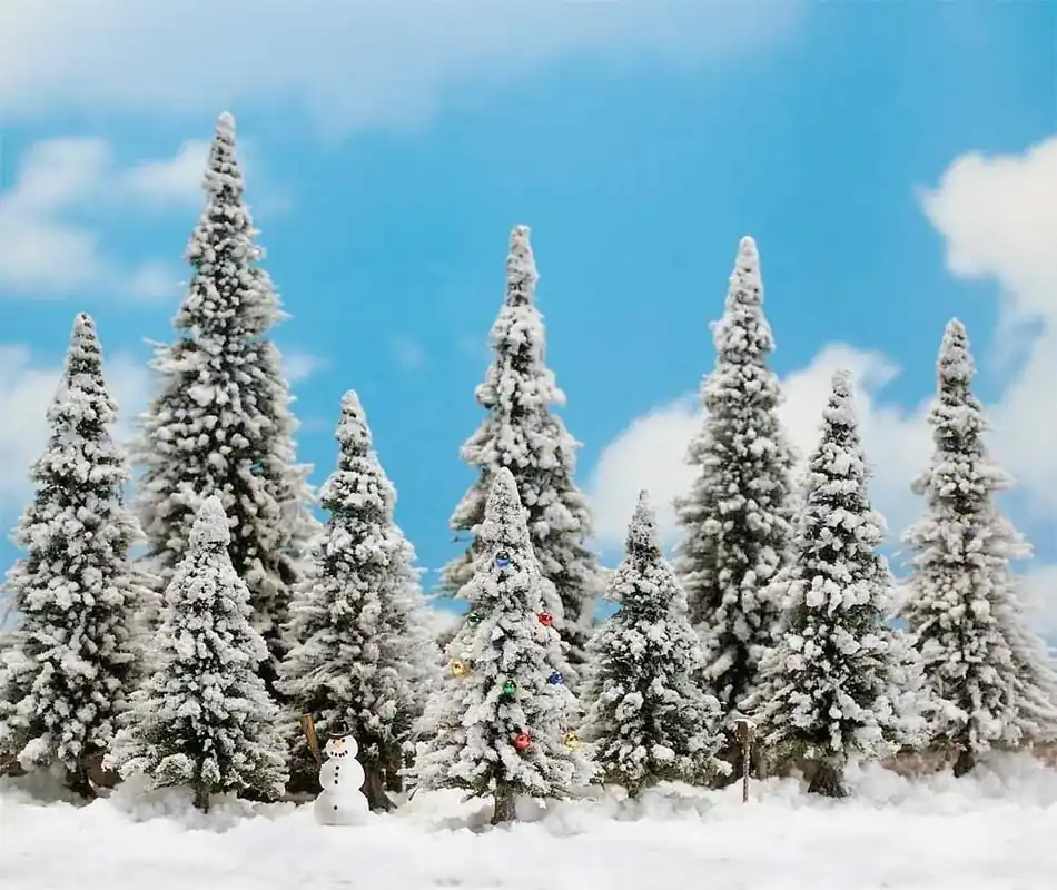 Busch 6465 H0 Tien besneeuwde bomen inclusief sneeuwman 6 cm - 13,5 cm Koop Vandaag